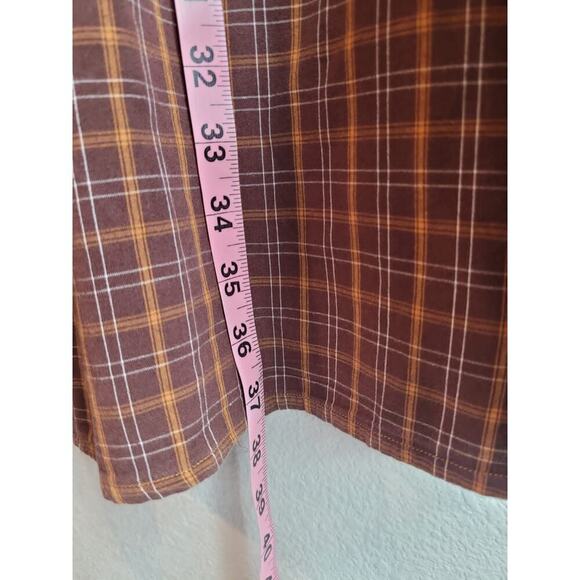 Mecca Mens Button-Up Collared Long Sleeve Shirt 5X Brown Plaid Windowpane Y2K - Picture 5 of 6